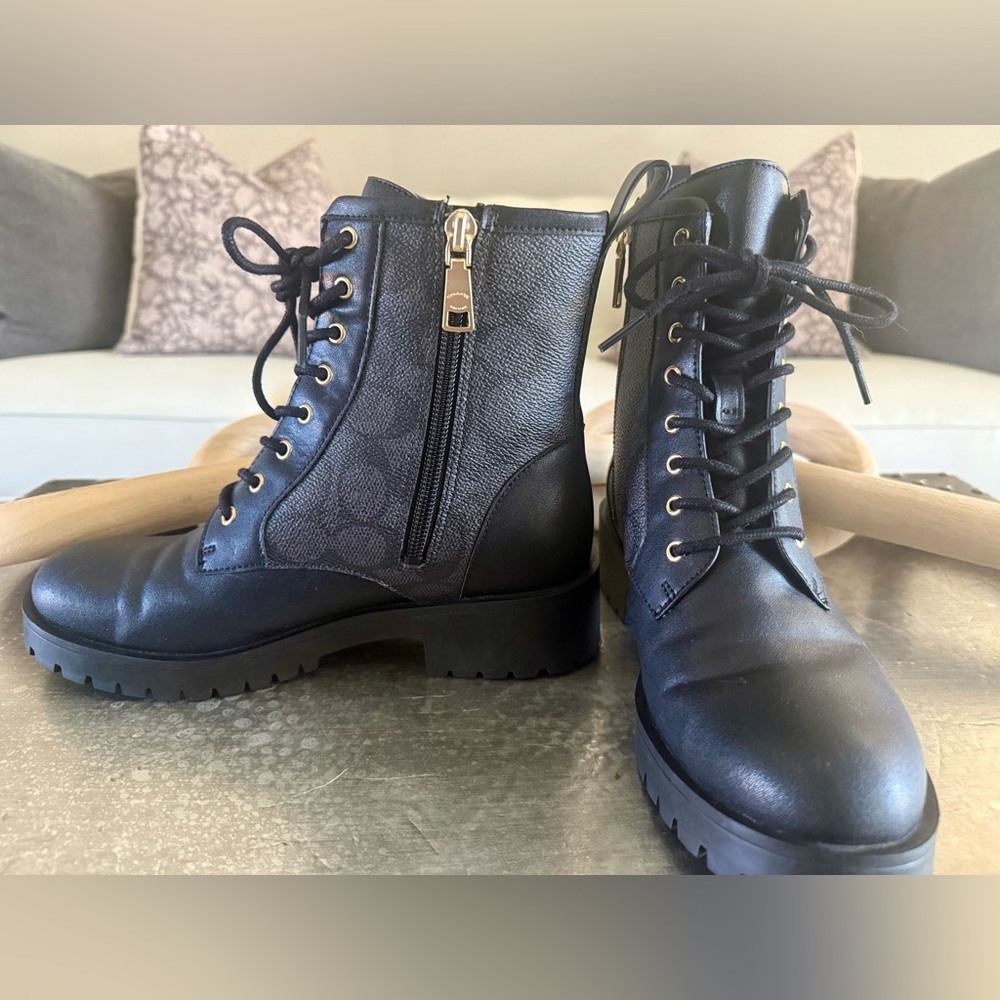 Coach Women's Black Lyra Bootie In Signature Canvas- Size 6